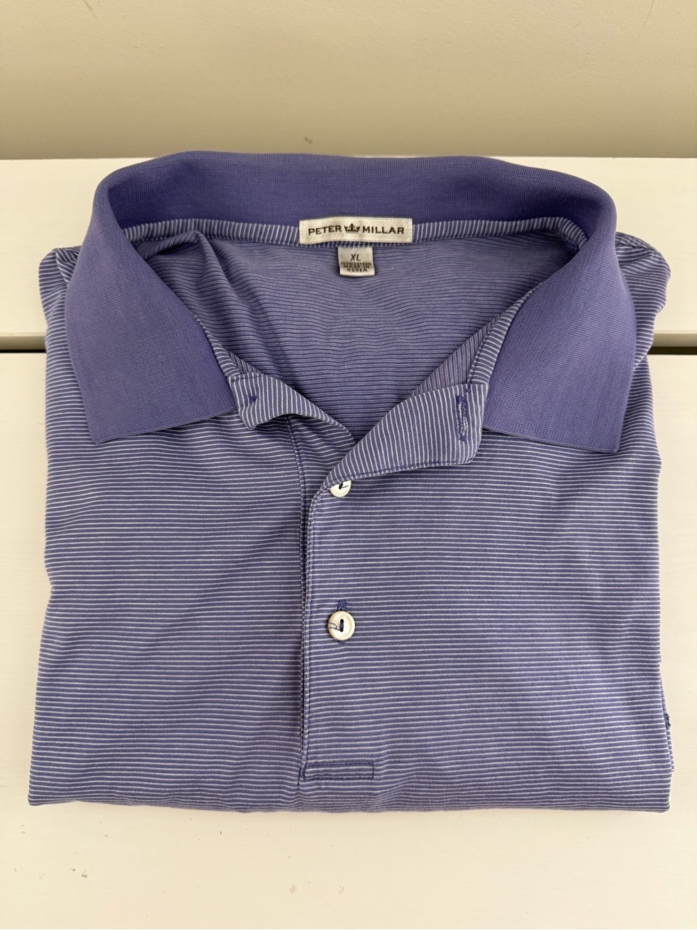 Peter Millar Men’s XL Purple Micro Stripe Cotton Golf Polo